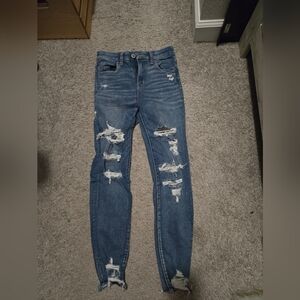AMERICAN EAGLE hi-rise Curvy Jegging Distressed Blue Jeans